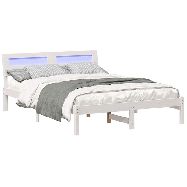 vidaXL Σκελετός Κρεβατιού Λευκό 140 x 190 cm Μασίφ ξύλο πεύκου