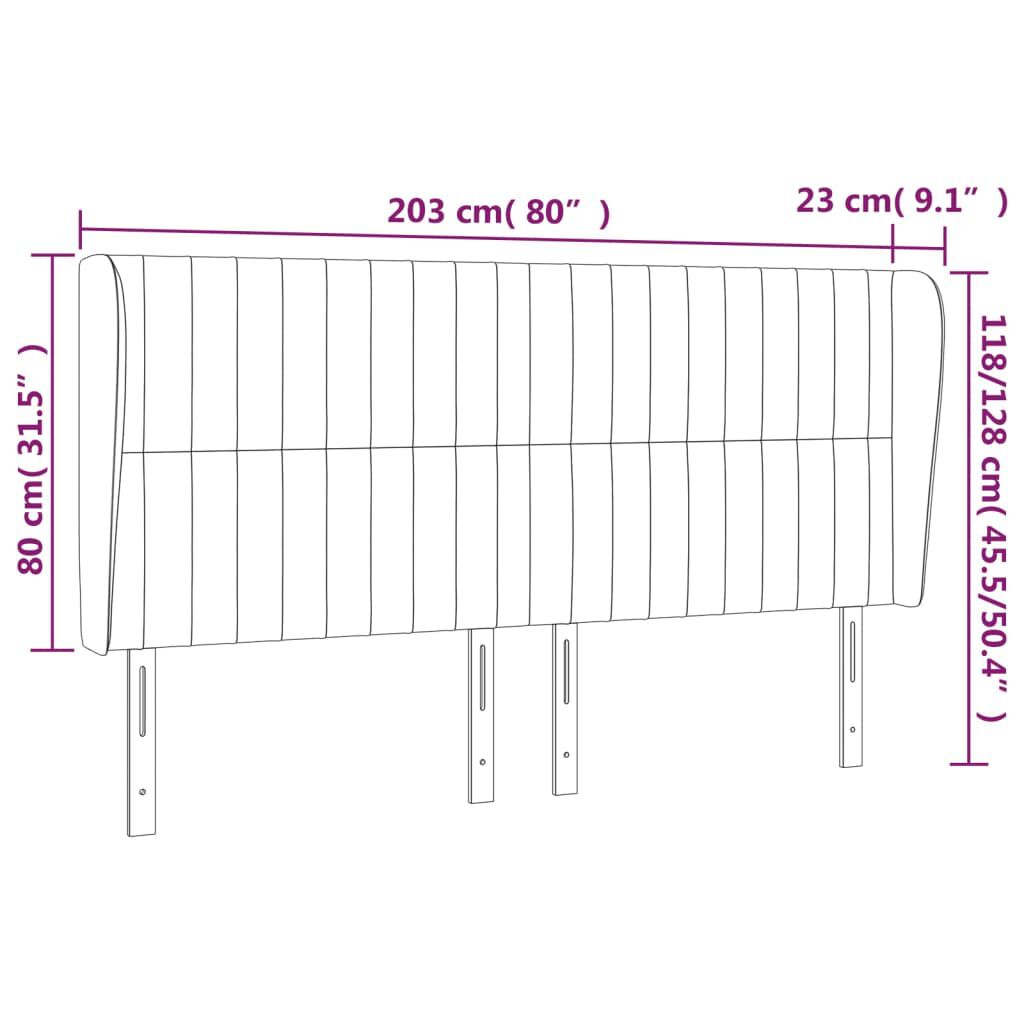 vidaXL Κεφαλάρι με Πτερύγια Μαύρο203x23x118/128 εκ. Υφασμάτινο