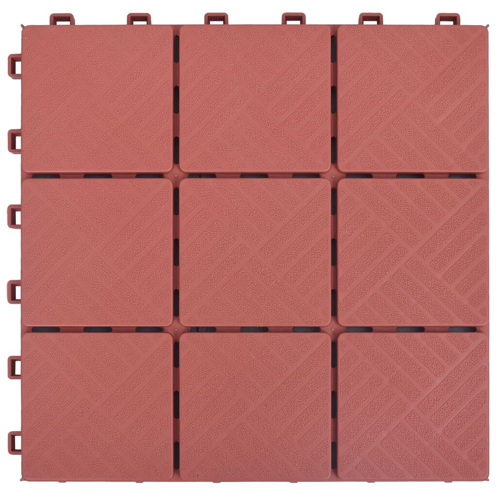 vidaXL Πλακάκια Deck 10 τεμ. Κόκκινα 30,5 x 30,5 εκ. Πλαστικά