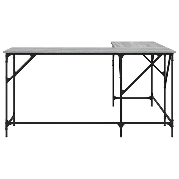 vidaXL Γραφείο Γκρι Sonoma 149x149x75 εκ. από Επεξεργασμένο Ξύλο