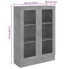 vidaXL Βιτρίνα Γκρι του Σκυροδέματος 82,5 x 30,5 x 115 εκ. Επεξ. Ξύλο