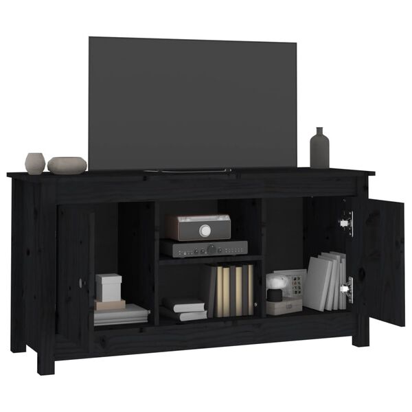 vidaXL Έπιπλο Τηλεόρασης Μαύρο 103x36,5x52 εκ. από Μασίφ Ξύλο Πεύκου