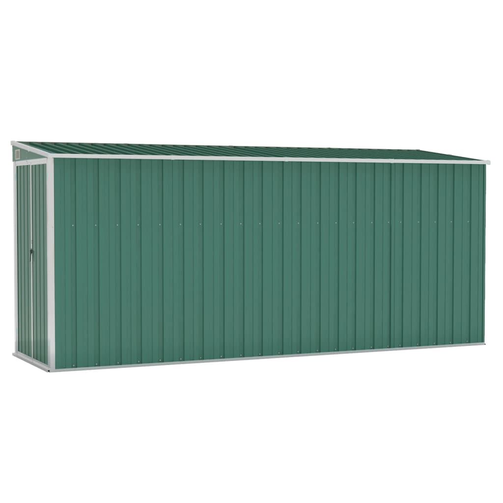 vidaXL Αποθήκη Κήπου Επιτοίχια Πράσινη 118x382x178 εκ από Γαλβ. Ατσάλι