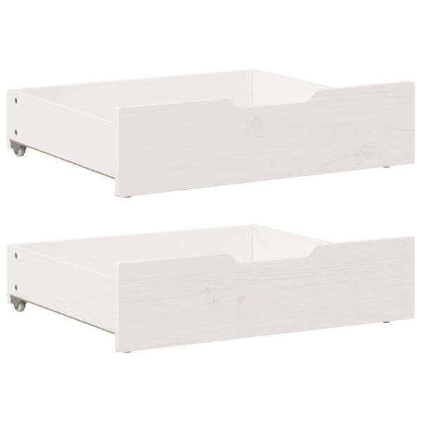 vidaXL Συρτάρια Κρεβατιού 2 τεμ Λευκό 75x55x17 εκ. Μασίφ Ξύλο Πεύκου