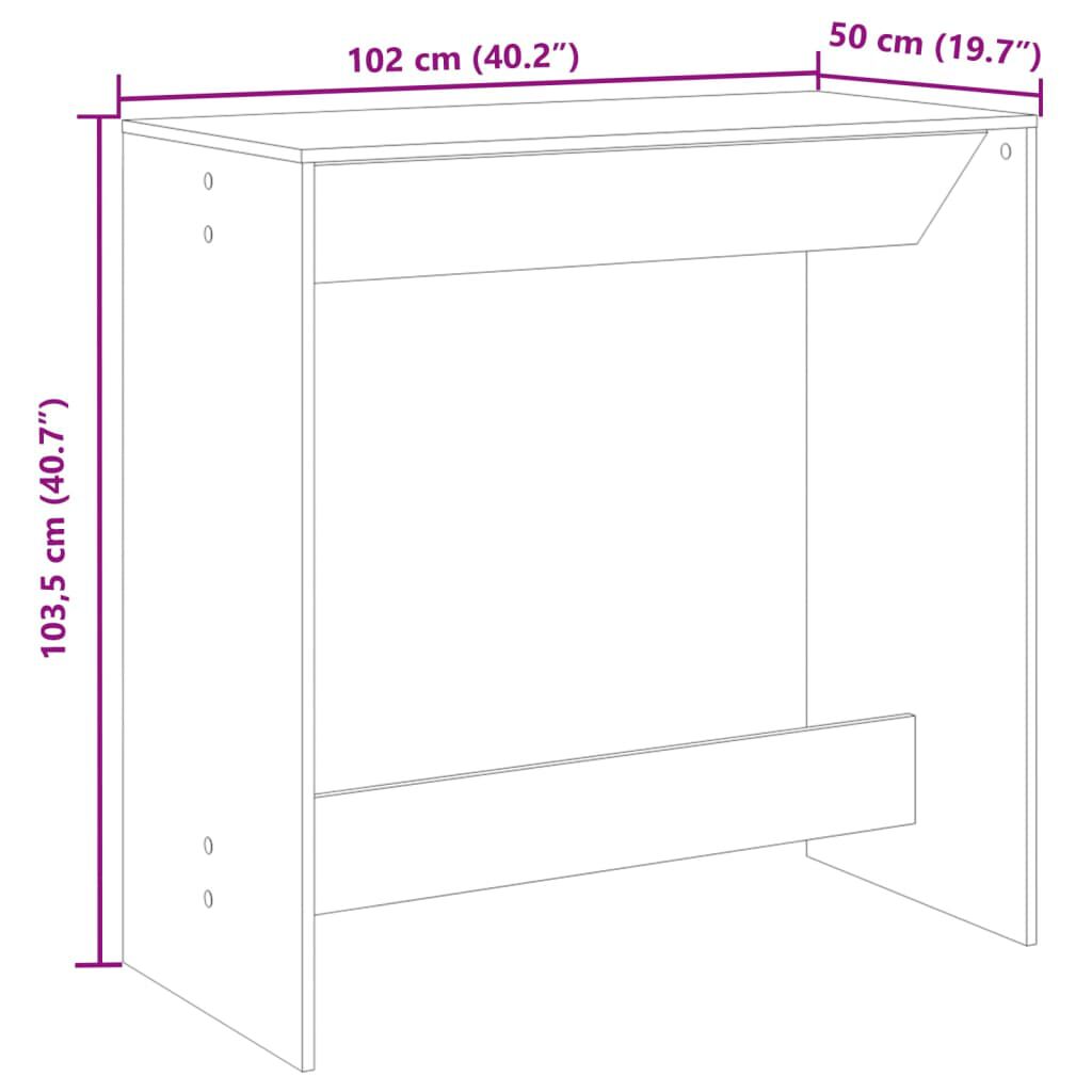 vidaXL Τραπέζι Μπαρ Μαύρο 102x50x103,5εκ. Επεξεργ. Ξύλο