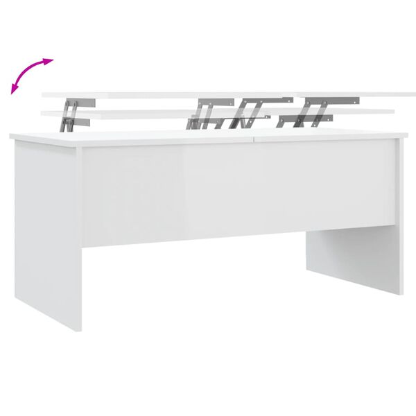 vidaXL Τραπεζάκι Σαλονιού Γυαλ. Λευκό 102x50,5x46,5 εκ. Επεξεργ. Ξύλο