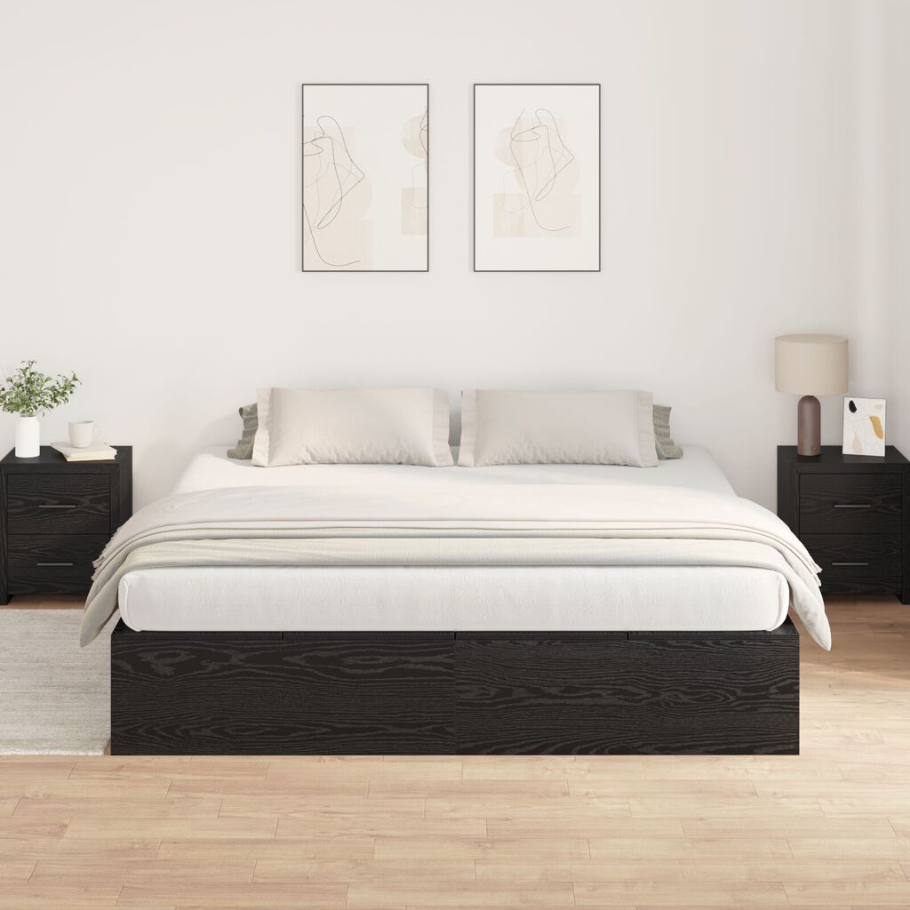 vidaXL Κρεβάτι Αποθήκευσης Μαύρος Δρυς 180x200 εκ