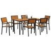 vidaXL Σέτ φαγητού για κήπο 7 pcs Μαύρο και καφέ 150 x 90 x 75 cm