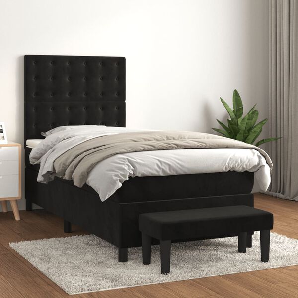 vidaXL &Kappa;&rho;&epsilon;&beta;ά&tau;&iota; Boxspring &mu;&epsilon; &Sigma;&tau;&rho;ώ&mu;&alpha; &Mu;&alpha;ύ&rho;&omicron; 100x200 &epsilon;&kappa;. &Beta;&epsilon;&lambda;&omicron;ύ&delta;&iota;&nu;&omicron;