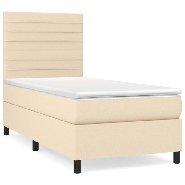 vidaXL Κρεβάτι Boxspring με Στρώμα Κρεμ 100 x 200 εκ. Υφασμάτινο