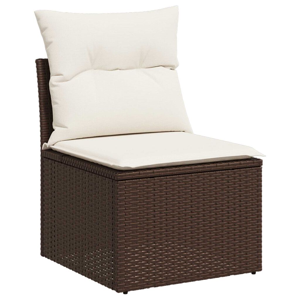 vidaXL Σετ Καναπέ Κήπου με μαξιλάρι 7 pcs Καφέ Πολυ ράταν