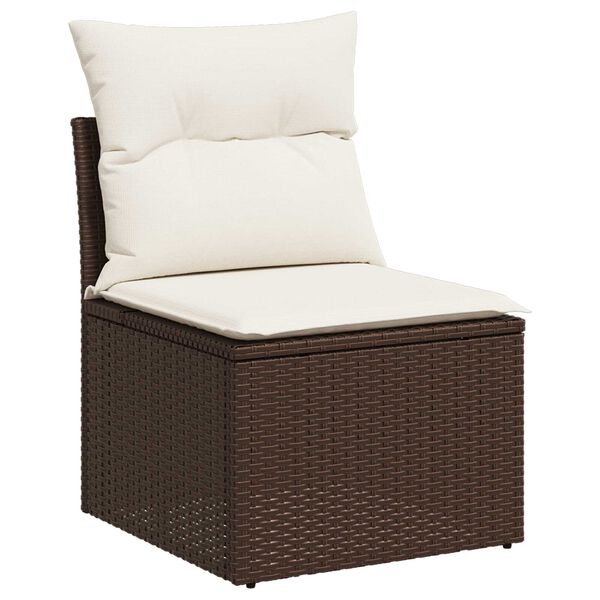vidaXL Σετ Καναπέ Κήπου με μαξιλάρι 7 pcs Καφέ Πολυ ράταν