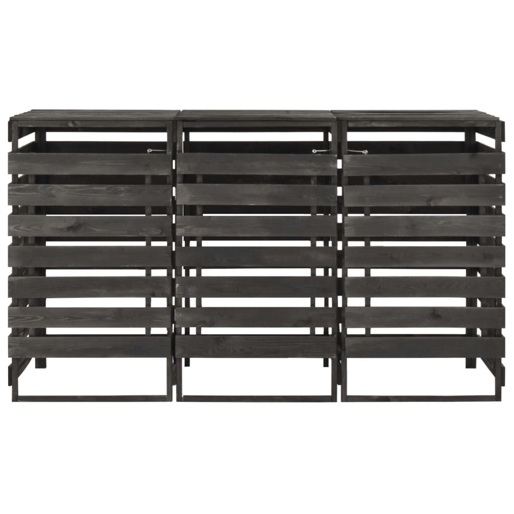 vidaXL Πλαίσιο Τριπλό για Κάδους 210x75x121 εκ. Βαμμένο Μασίφ Πεύκο