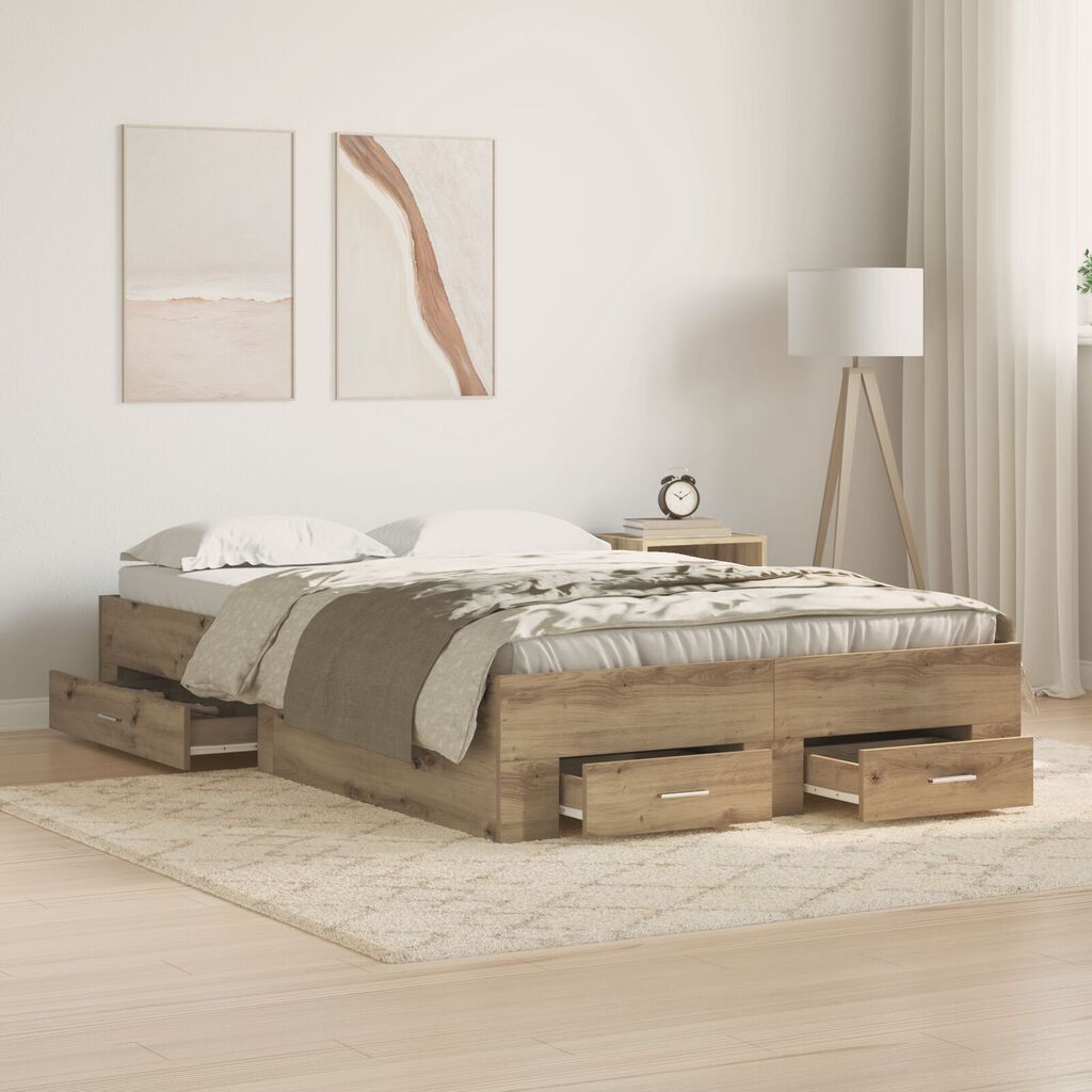 vidaXL Κρεβάτι με Συρτάρια Artisan Oak 120x190 εκ Κατασκευασμένο Ξύλο