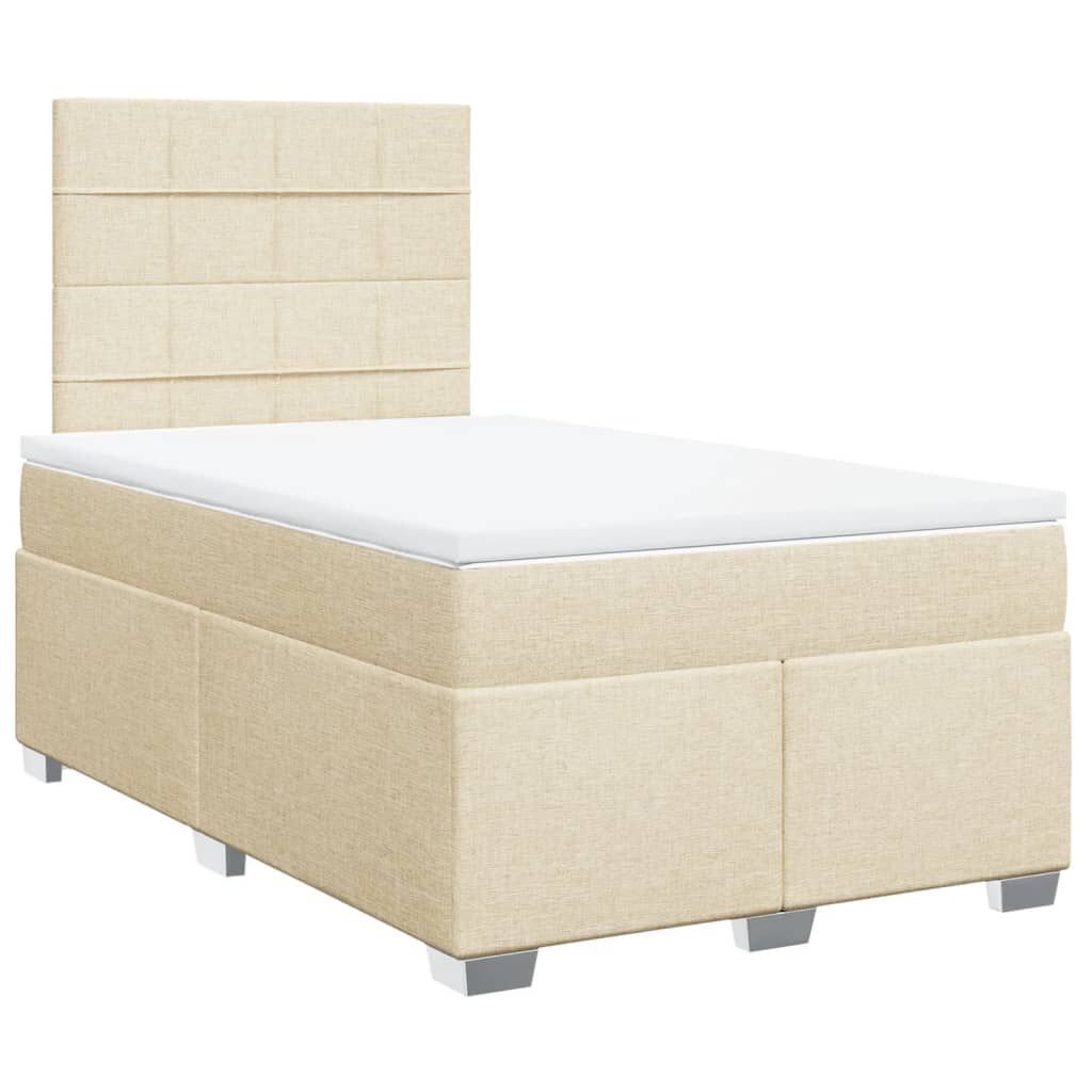 vidaXL Κρεβάτι Boxspring με Στρώμα Κρεμ 120x190 εκ. Υφασμάτινο