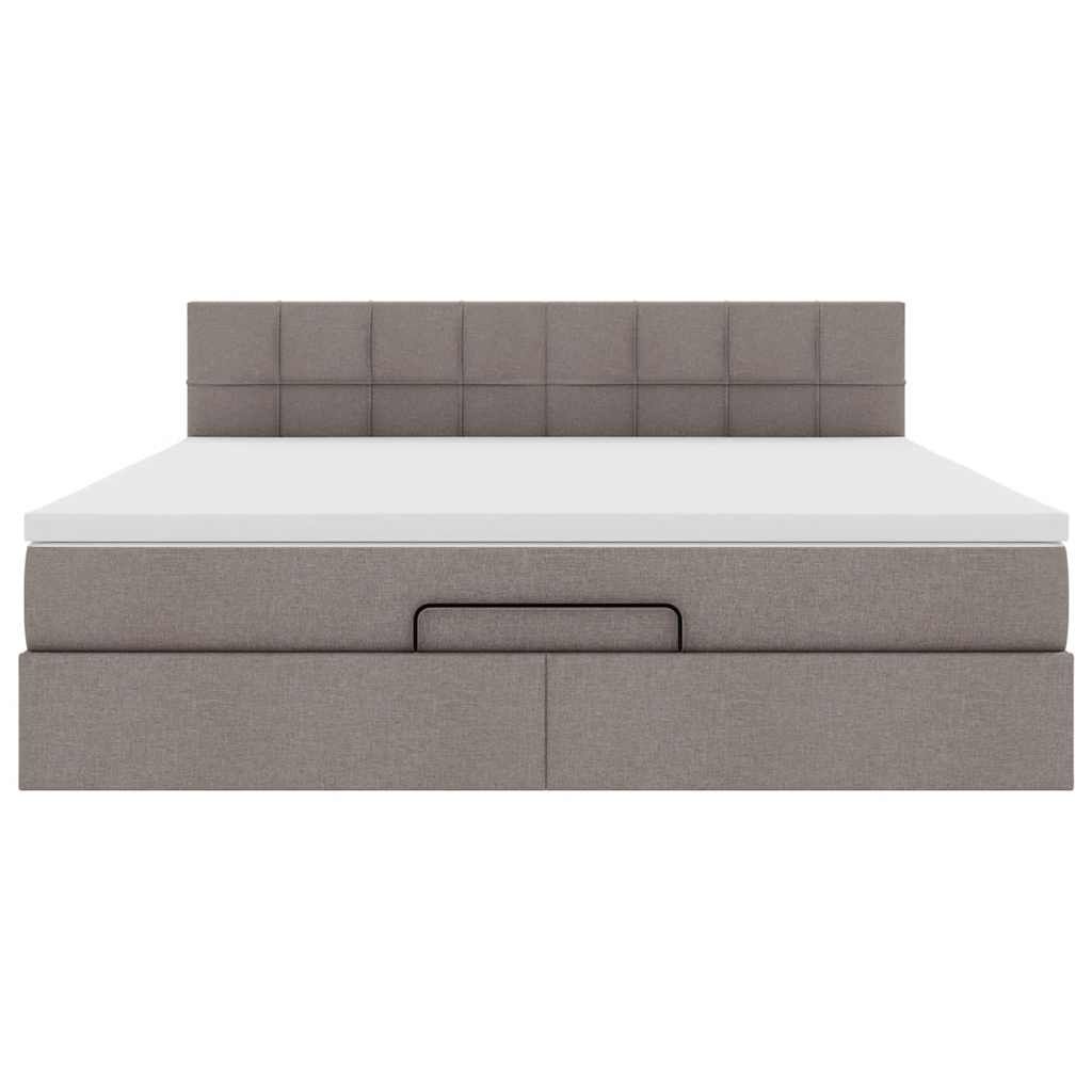 vidaXL Οθωμανικό κρεβάτι με στρώμα & LEDs Taupe 180x200cm ύφασμα