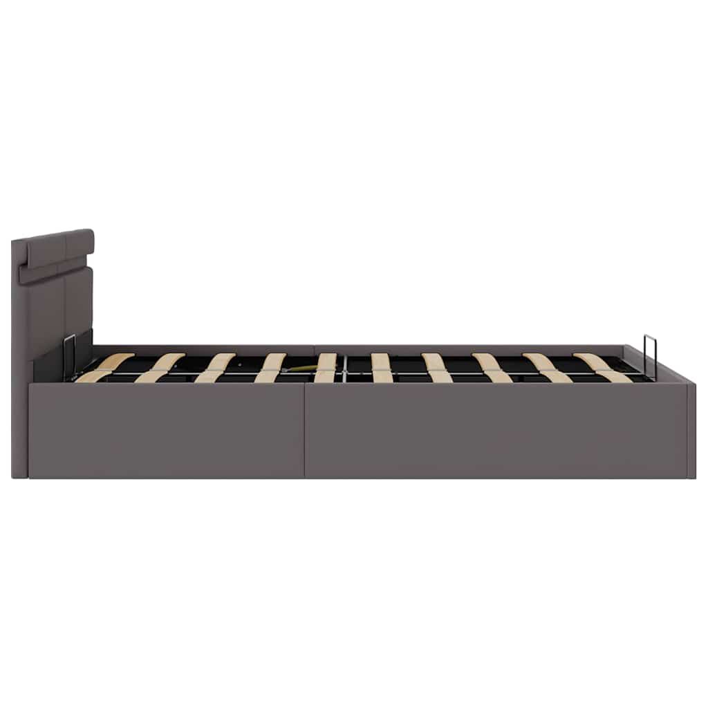 vidaXL Πλαίσιο Κρεβατιού Αποθ. Χώρο/LED Γκρι 140x200 εκ. Δερματίνη