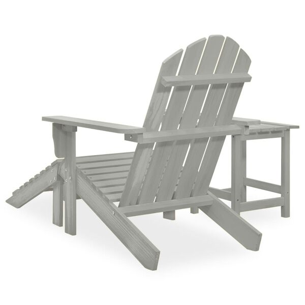 vidaXL Καρέκλα Κήπου Adirondack Γκρι Ξύλο Ελάτης με Υποπόδιο & Τραπέζι