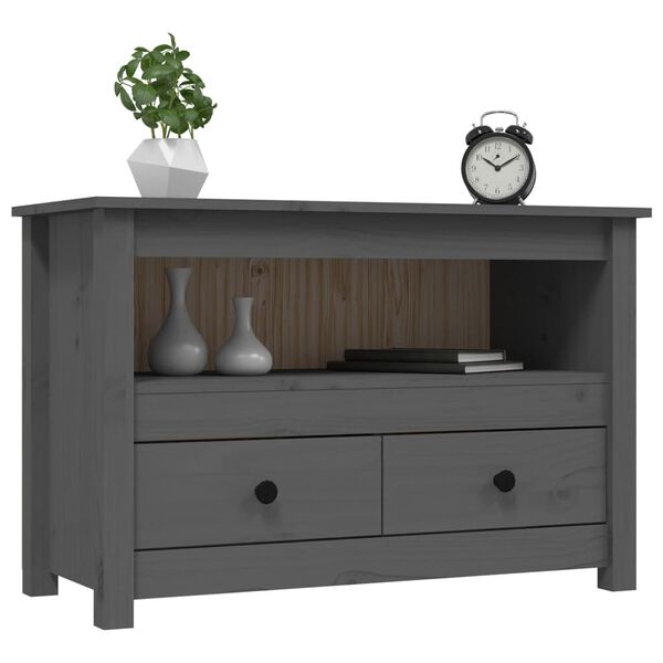 vidaXL Έπιπλο Τηλεόρασης Γκρι 79x35x52 εκ. από Μασίφ Ξύλο Πεύκου