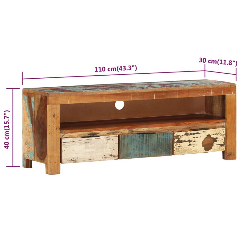 vidaXL Έπιπλο Τηλεόρασης 110 x 30 x 40 εκ. από Μασίφ Ανακυκλωμένο Ξύλο