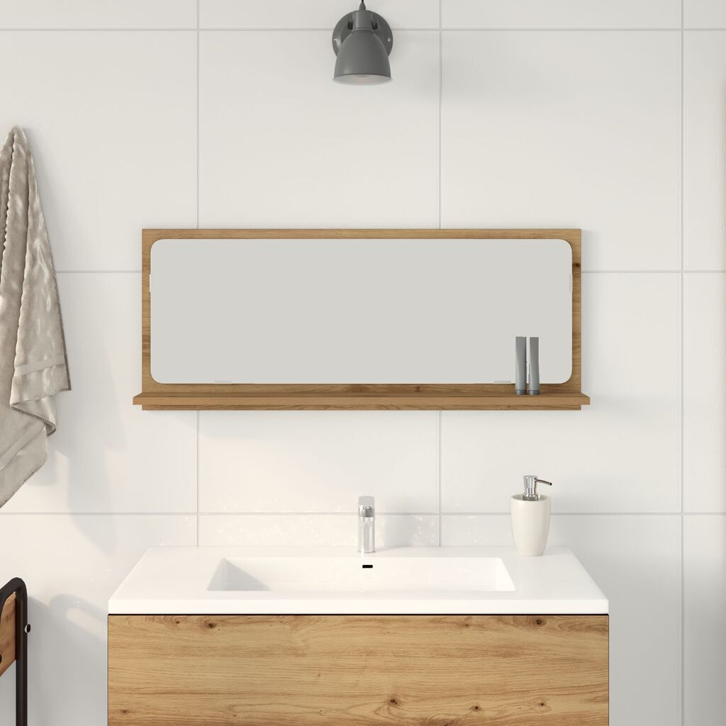 Καθρέφτης μπάνιου vidaXL Artisian Oak 90x10,5x37 εκ. Φτιαγμένος από επεξεργασμένο ξύλο