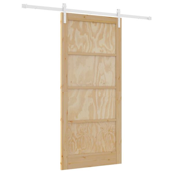 vidaXL Συρόμενη Πόρτα Φυσικό και λευκό 93 x 202 cm