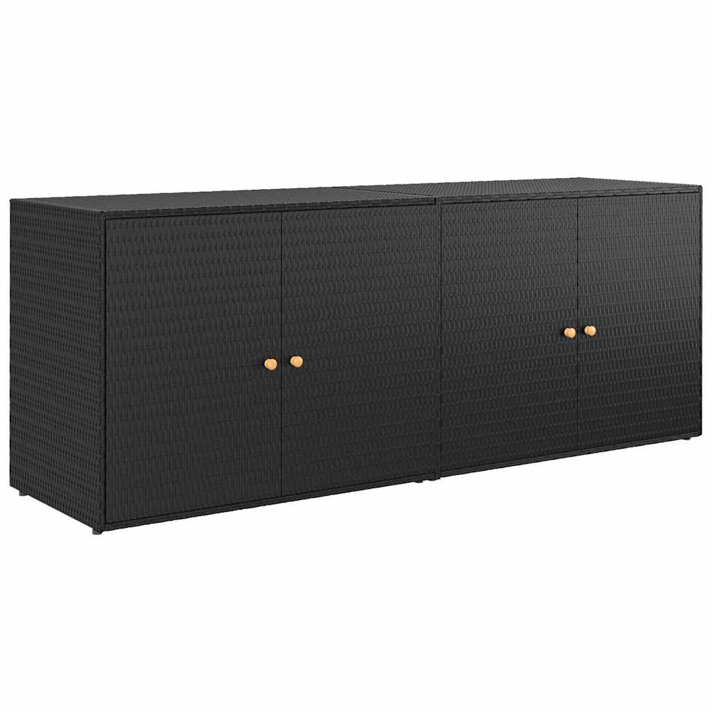 vidaXL Ντουλάπι Αποθήκευσης Κήπου Μαύρο 198x55,5x80 εκ Συνθετικό Ρατάν