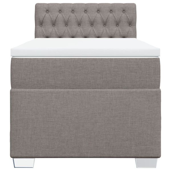 vidaXL Κρεβάτι Boxspring με Στρώμα Taupe 100 x 200 εκ. Υφασμάτινο