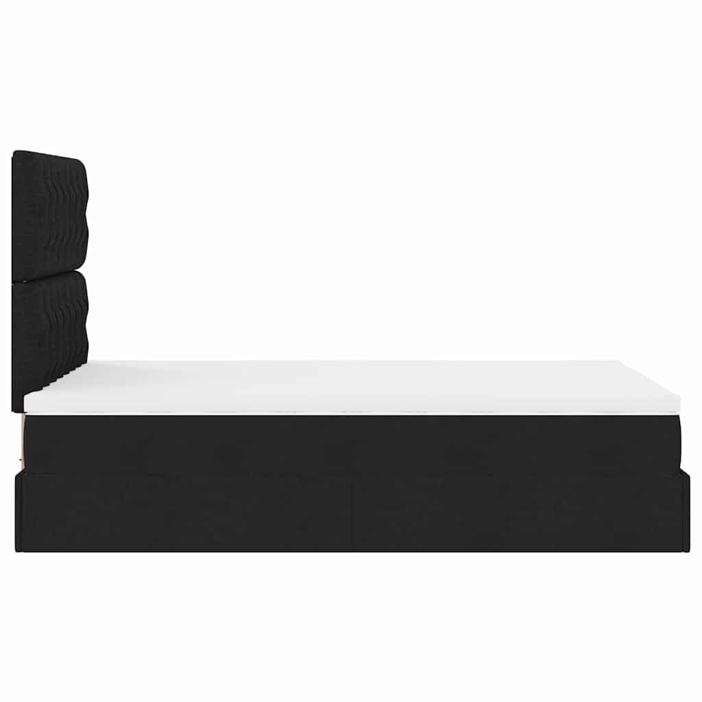 vidaXL Οθωμανικό κρεβάτι με στρώμα & LEDs Μαύρο 120x200 cm Ύφασμα