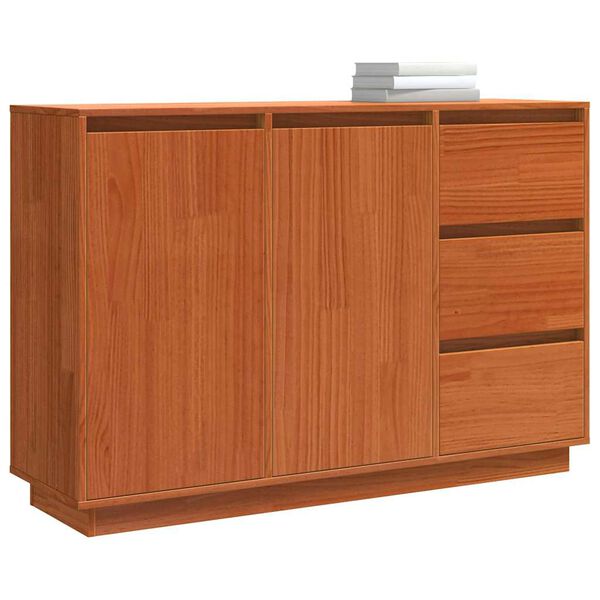 vidaXL Πλαϊνό γραφείο Καφέ 111 x 34 x 75 εκ. Μασίφ ξύλο πεύκου