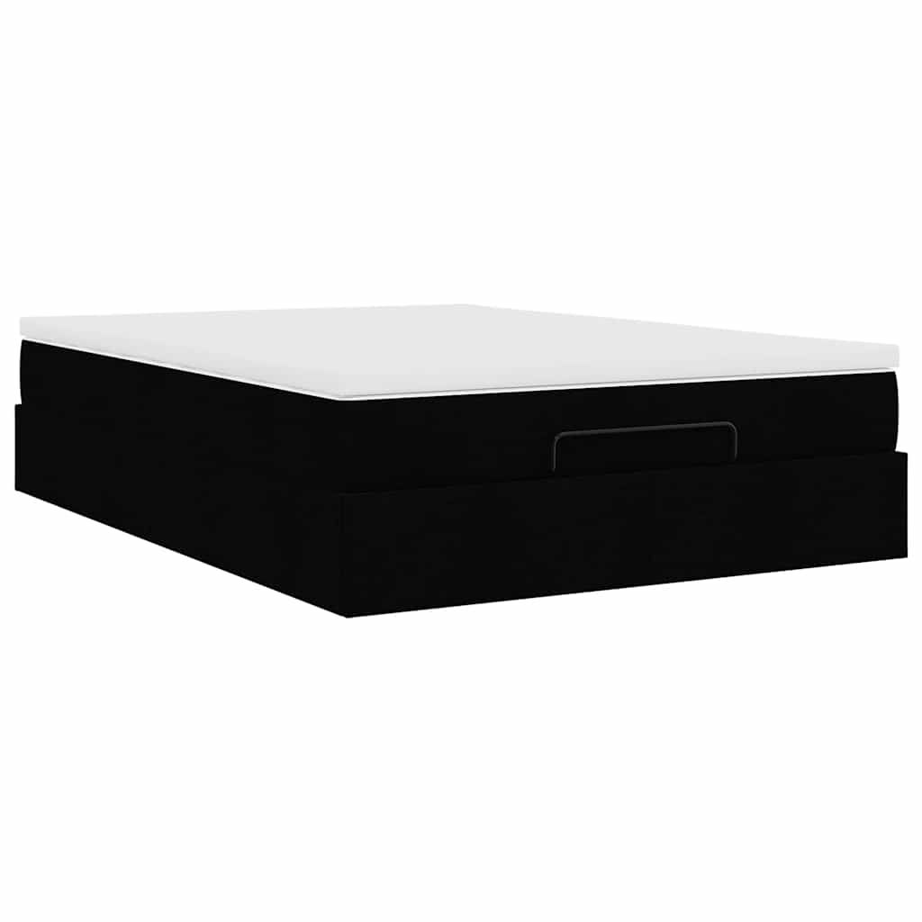 vidaXL Οθωμανικό κρεβάτι με στρώμα Μαύρο 140x200cm Faux Leather