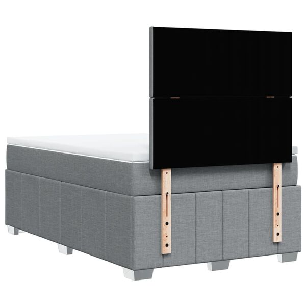 vidaXL Κρεβάτι Boxspring με Στρώμα Ανοιχτό Γκρι 120x200 εκ. Υφασμάτινο