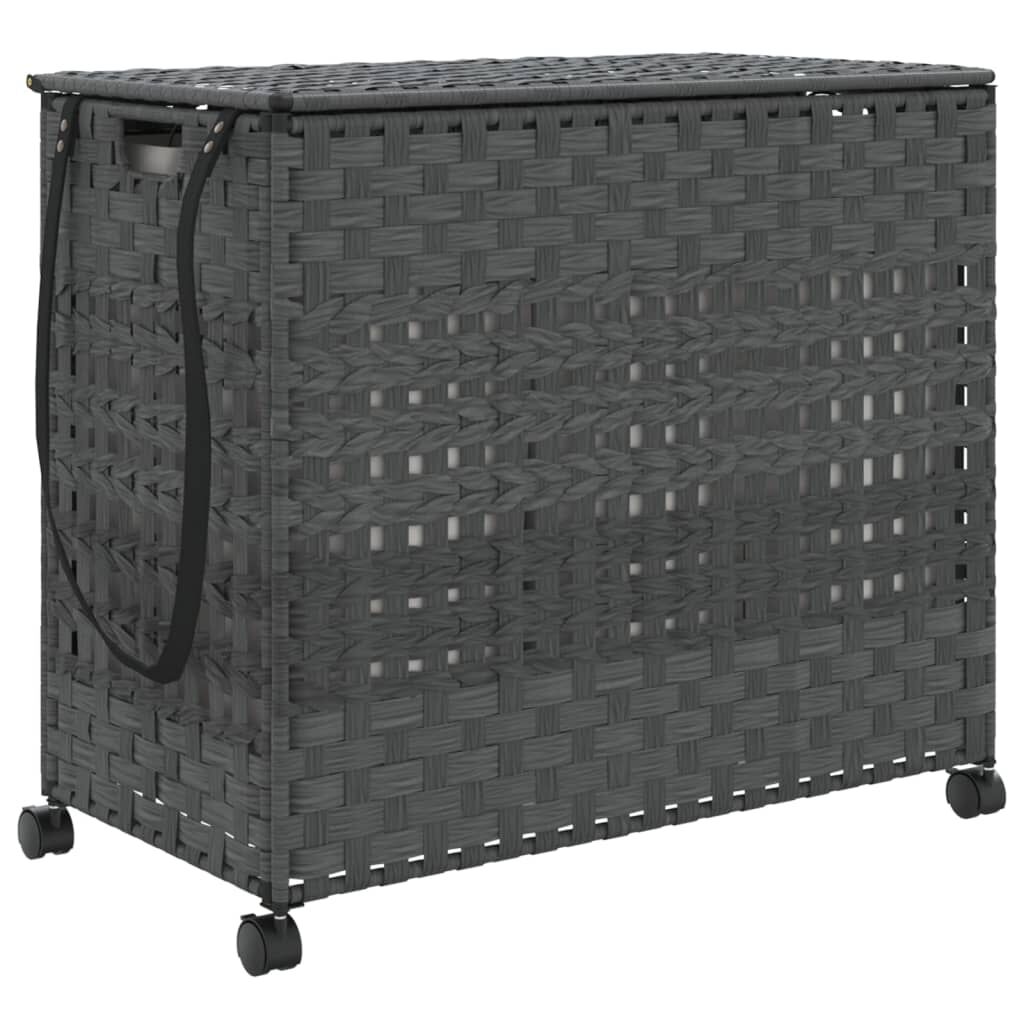 vidaXL Καλάθι Άπλυτων με Τροχούς Γκρι 66x35x60 εκ. από Ρατάν