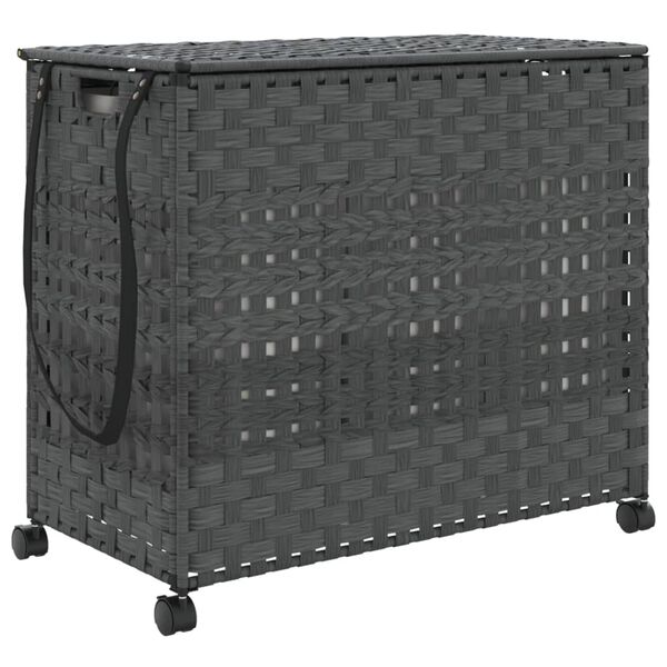 vidaXL Καλάθι Άπλυτων με Τροχούς Γκρι 66x35x60 εκ. από Ρατάν