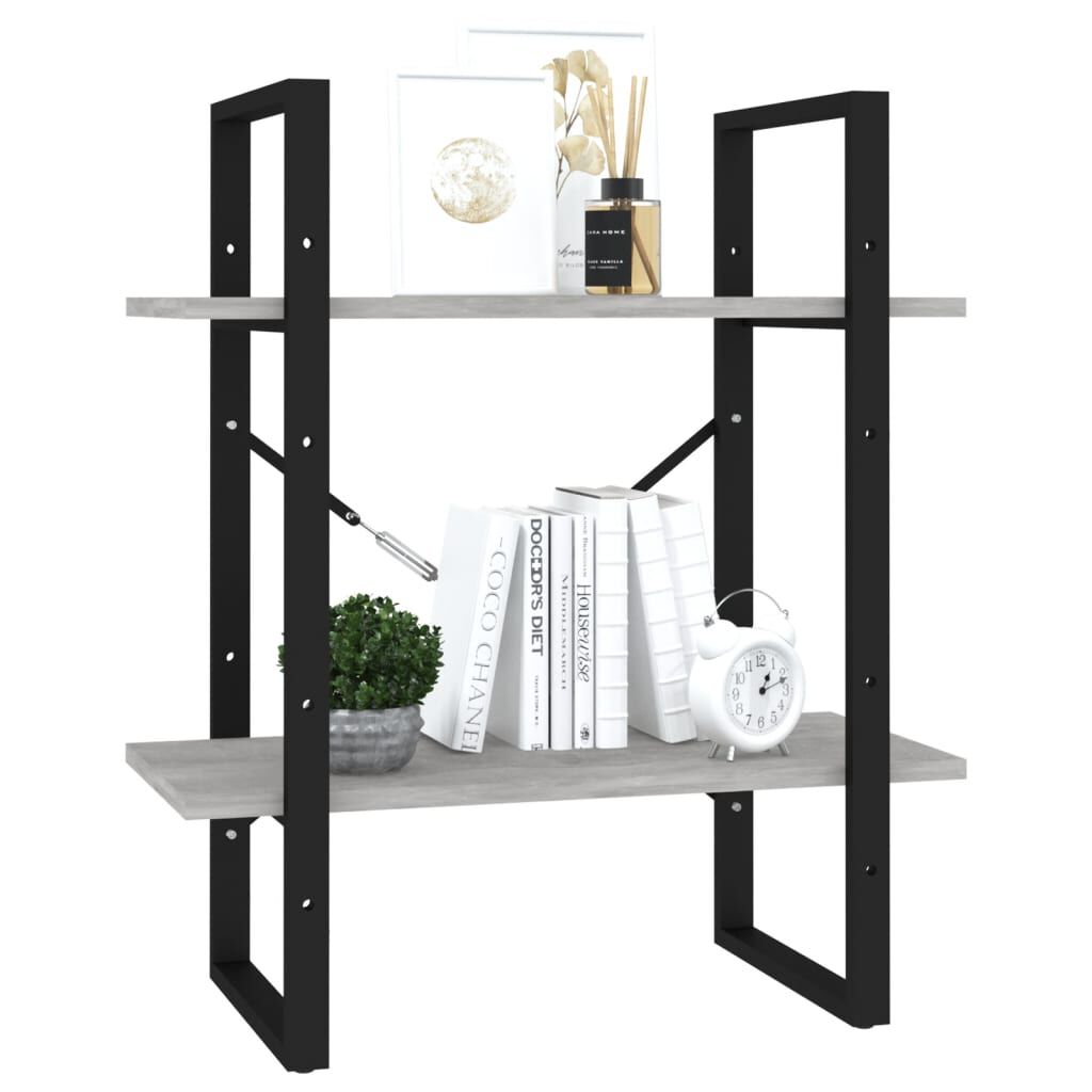 vidaXL Βιβλιοθήκη με 2 Ράφια Γκρι Σκυρ. 60 x 30 x 70 εκ. Επεξ. Ξύλο