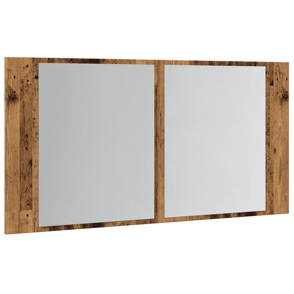 vidaXL Έπιπλο Καθρέφτη με LED Όψη Παλαιού Ξύλου 40x12x45εκ. Επεξ. Ξύλο