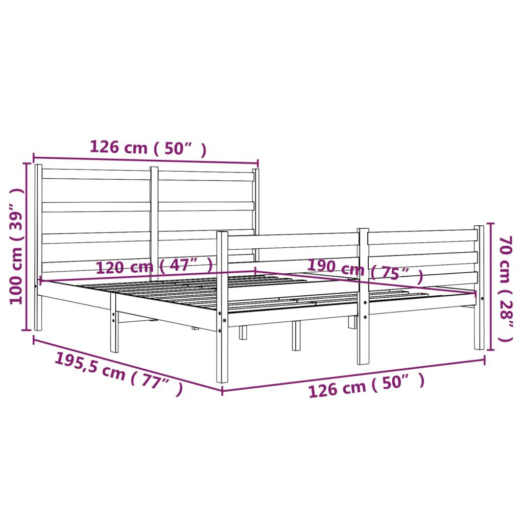 vidaXL Πλαίσιο Κρεβατιού 120 x 190 εκ. Μασίφ Πεύκο Small Double