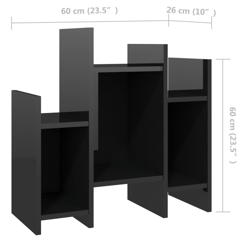 vidaXL Βοηθητικό Ντουλάπι Γυαλ. Μαύρο 60 x 26 x 60 εκ. από Επεξ. Ξύλο