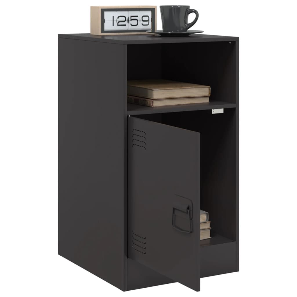 vidaXL Κομοδίνο Μαύρο 34,5x39x62 εκ. από Χάλυβα
