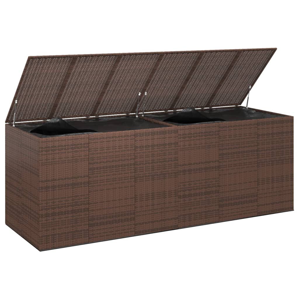vidaXL Κουτί Μαξιλαριού Κήπου Καφέ 291x100,5x104 εκ. Ρατάν Πολυαιθ.