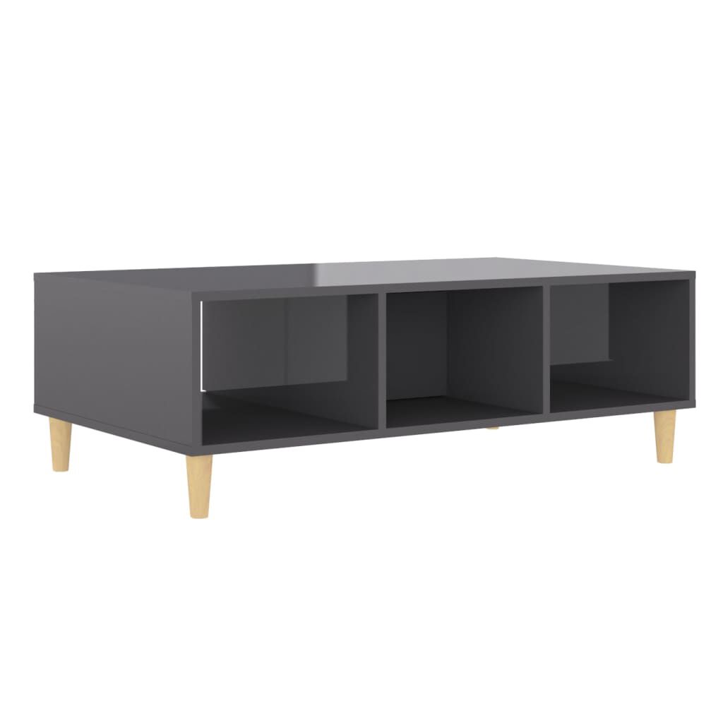 vidaXL Τραπεζάκι Σαλονιού Γυαλιστερό Γκρι 103,5x60x35 εκ. Επεξ. Ξύλο