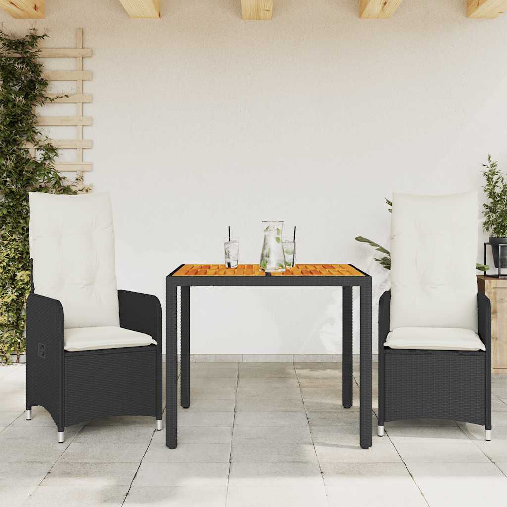 vidaXL Σετ Επίπλων Bistro Κήπου 5 τεμ Μαύρο Συνθετ. Ρατάν με Μαξιλάρια