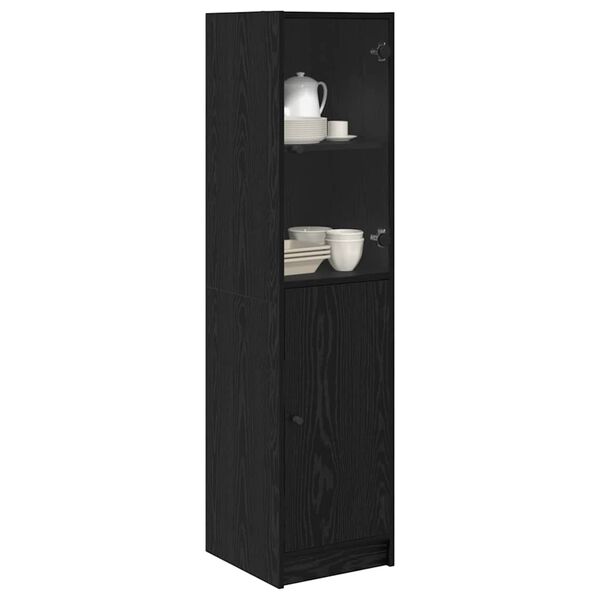 vidaXL Highboard &Mu;&alpha;ύ&rho;&eta; &Omicron;&xi;&upsilon;ά 35 x 37 x 142 &epsilon;&kappa; &Epsilon;&pi;&epsilon;&xi;&epsilon;&rho;&gamma;&alpha;&sigma;&mu;έ&nu;&omicron; &xi;ύ&lambda;&omicron;