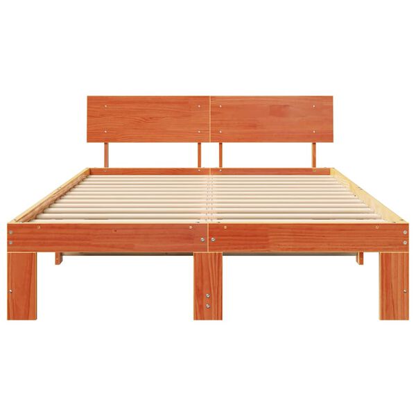 vidaXL Σκελετός Κρεβατιού Καφέ 135 x 190 cm Μασίφ ξύλο πεύκου