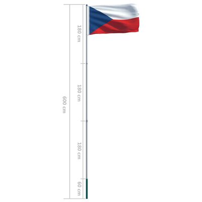vidaXL Σημαία Τσεχίας 6 μ. με Ιστό Αλουμινίου