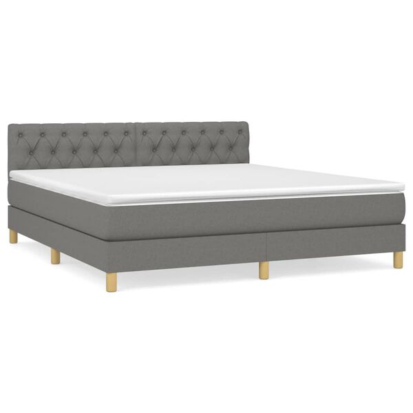 vidaXL Κρεβάτι Boxspring με Στρώμα Σκούρο Γκρι 160x200 εκ Υφασμάτινο
