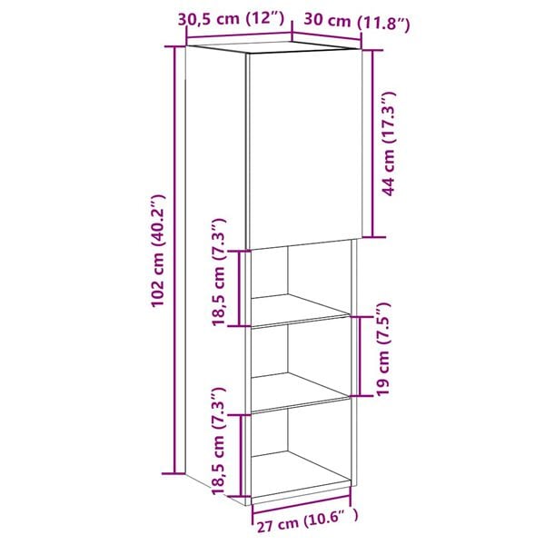 vidaXL Έπιπλο Τηλεόρασης με Φώτα LED 2 τεμ. 30,5x30x102 εκ.