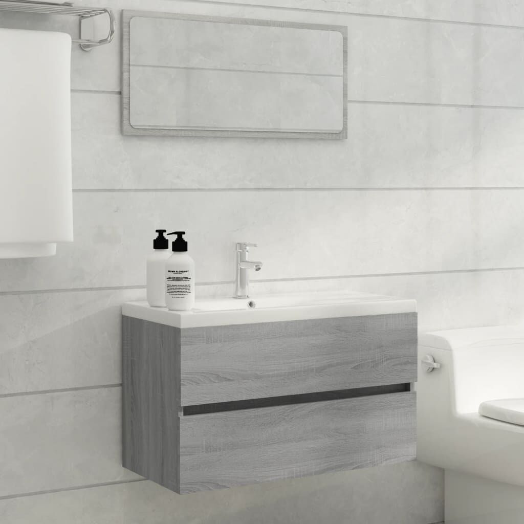 vidaXL Ντουλάπι Νιπτήρα Γκρι Sonoma 80x38,5x45 εκ. Επεξεργασμένο Ξύλο
