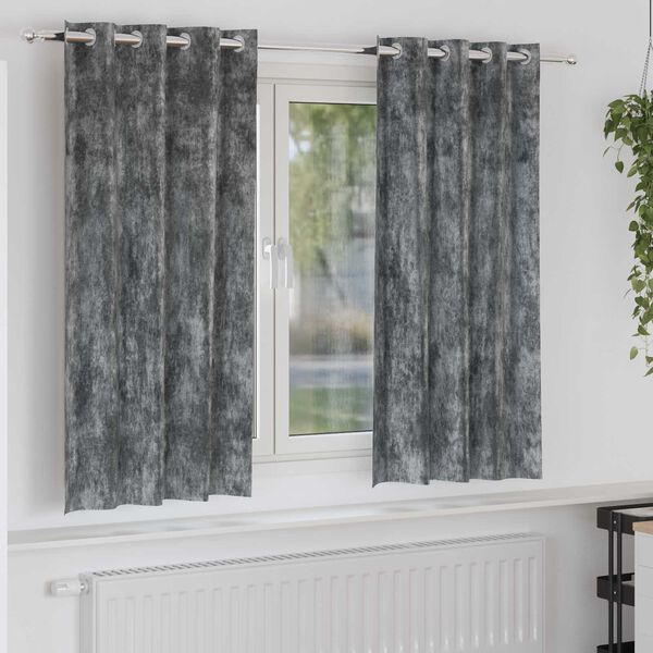 vidaXL Κουρτίνα με κουρτίνες 2 pcs Γκρι 175 x 140 εκ. Βελούδο