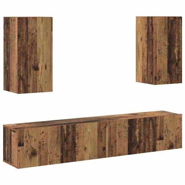 vidaXL Σετ επίπλου τηλεόρασης 4 pcs Παλαιό ξύλο 160 x 30 x 30 εκ.